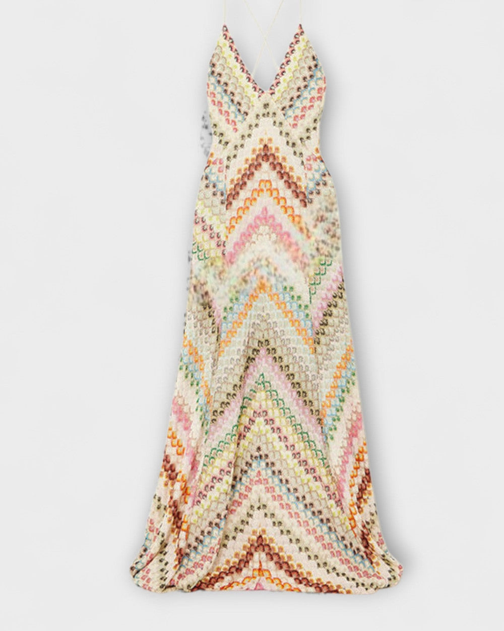 Lena Fischgrätmuster Maxikleid Damen