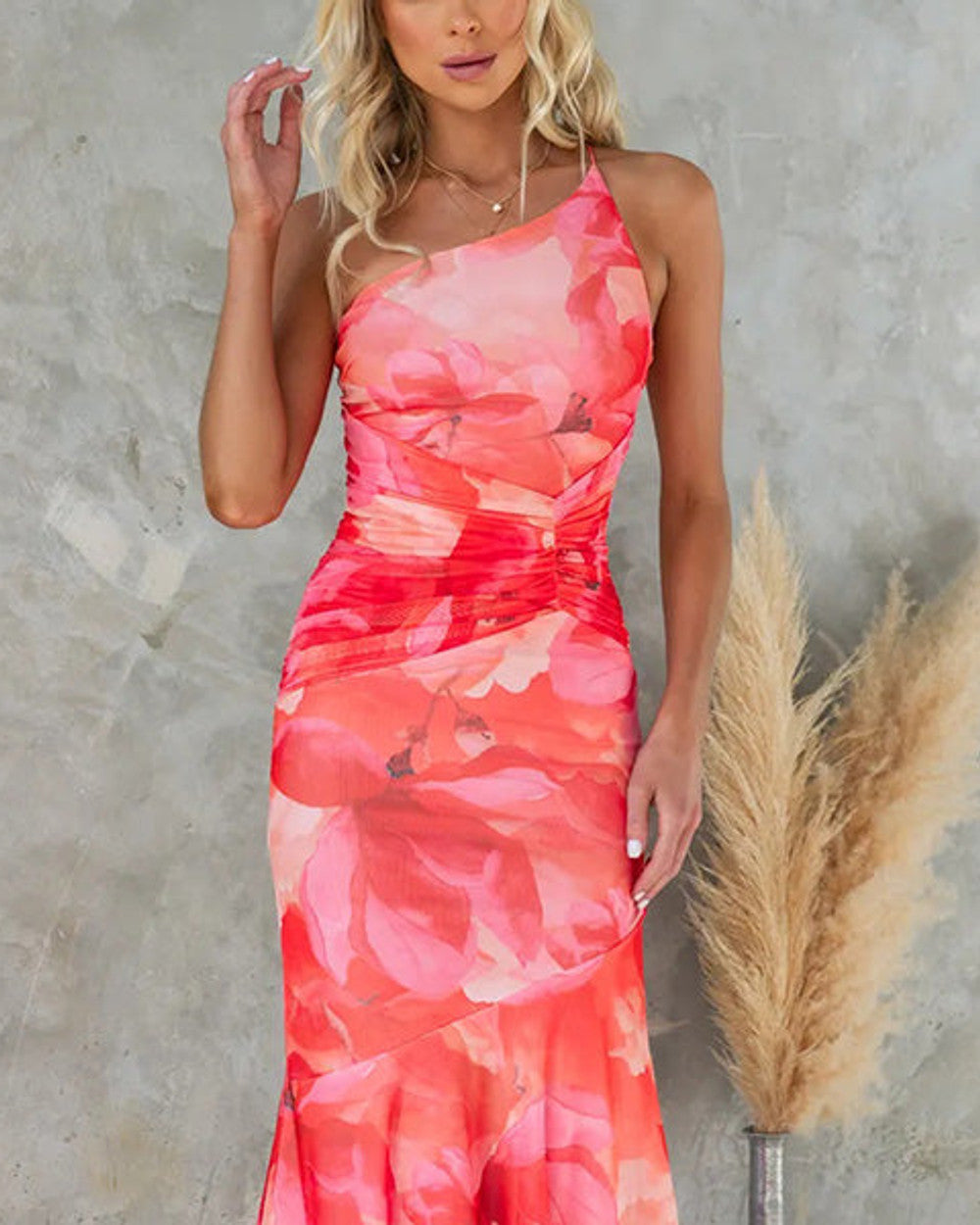 Deja Maxikleid Blumenmuster Asymmetrisch