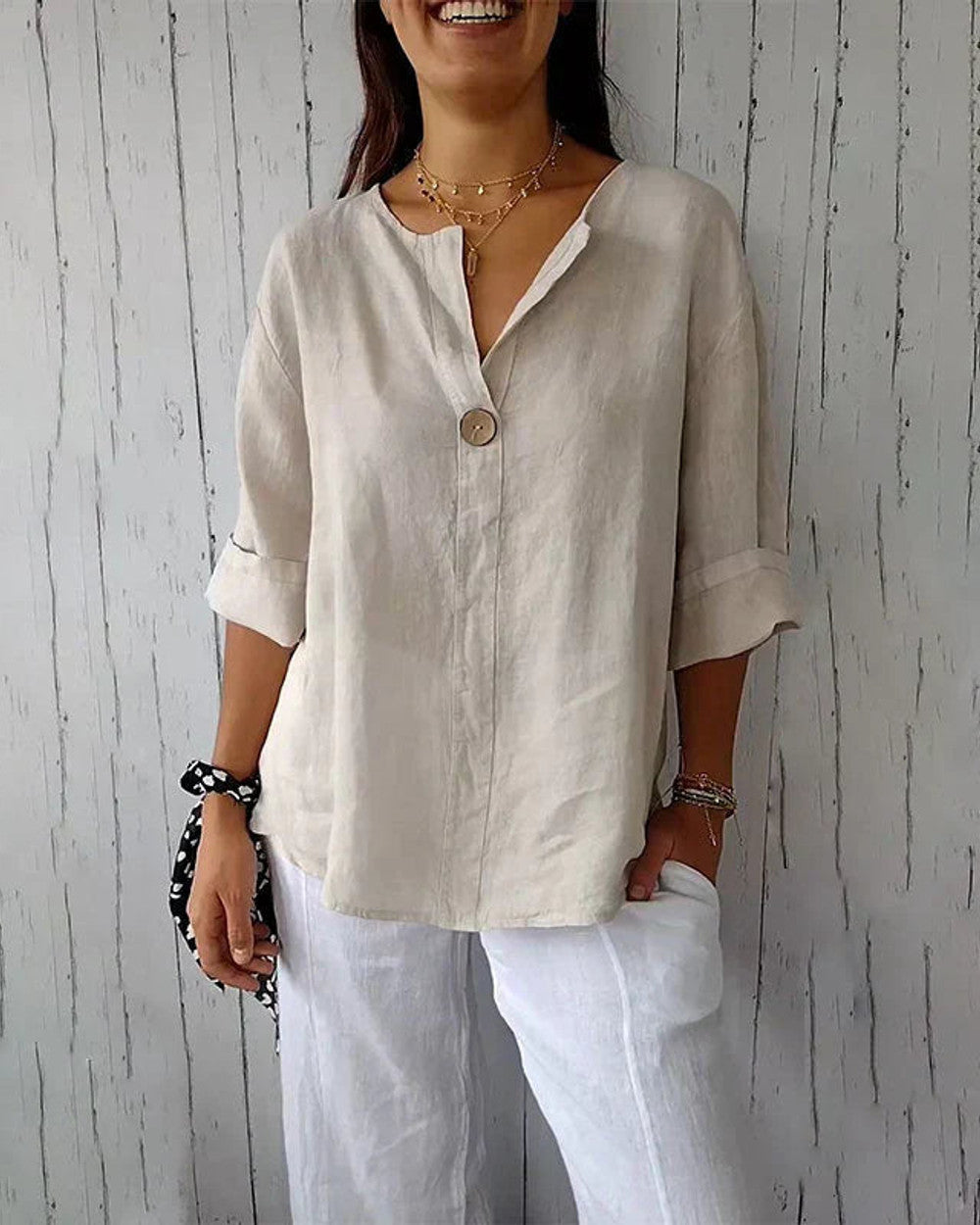 Denzel Vielseitige Knopf Bluse Damen