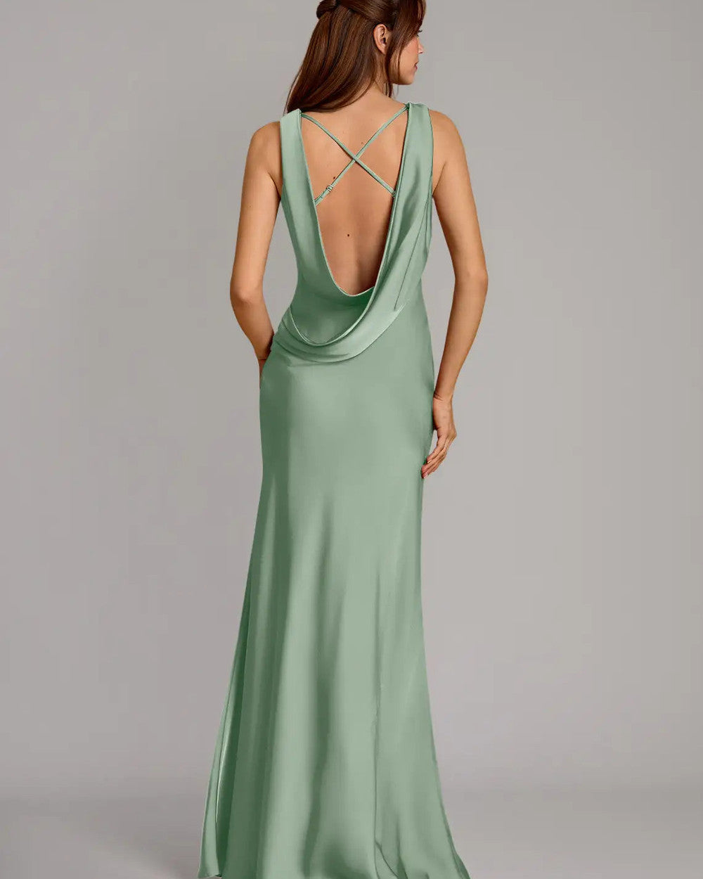 Cheryl Meerjungfrau Stretchsatin Abendkleid