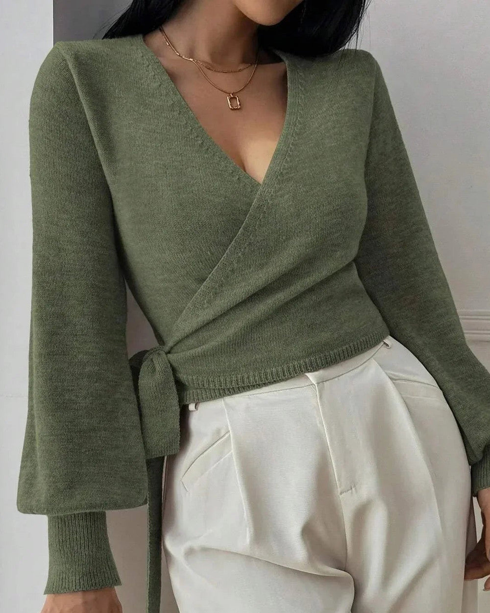 Lena Wickelpullover mit Bindegürtel