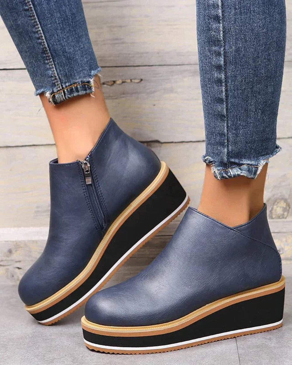 Lena Keilabsatz Stiefeletten Reißverschluss