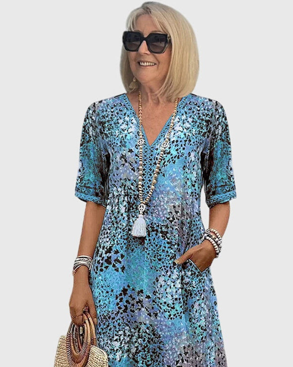 Bella Blumiges Midi Kleid Damen