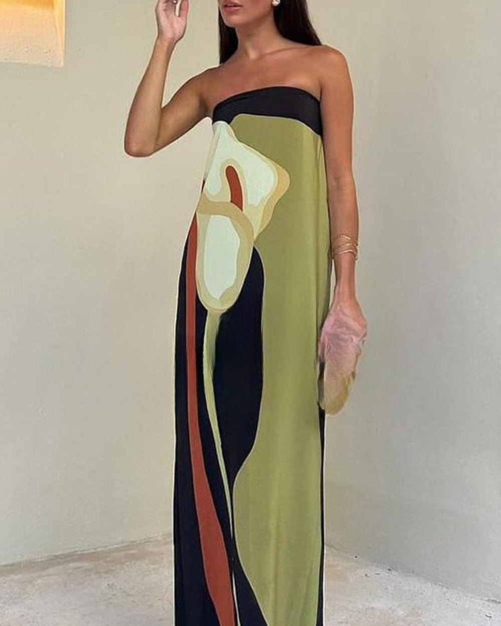 Jaime Schulterfreies Maxikleid Blumenmuster