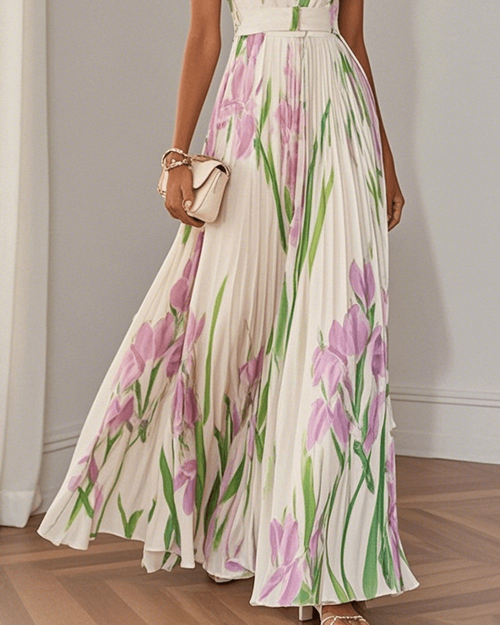 Emma Plissee Maxikleid Chiffon Damen