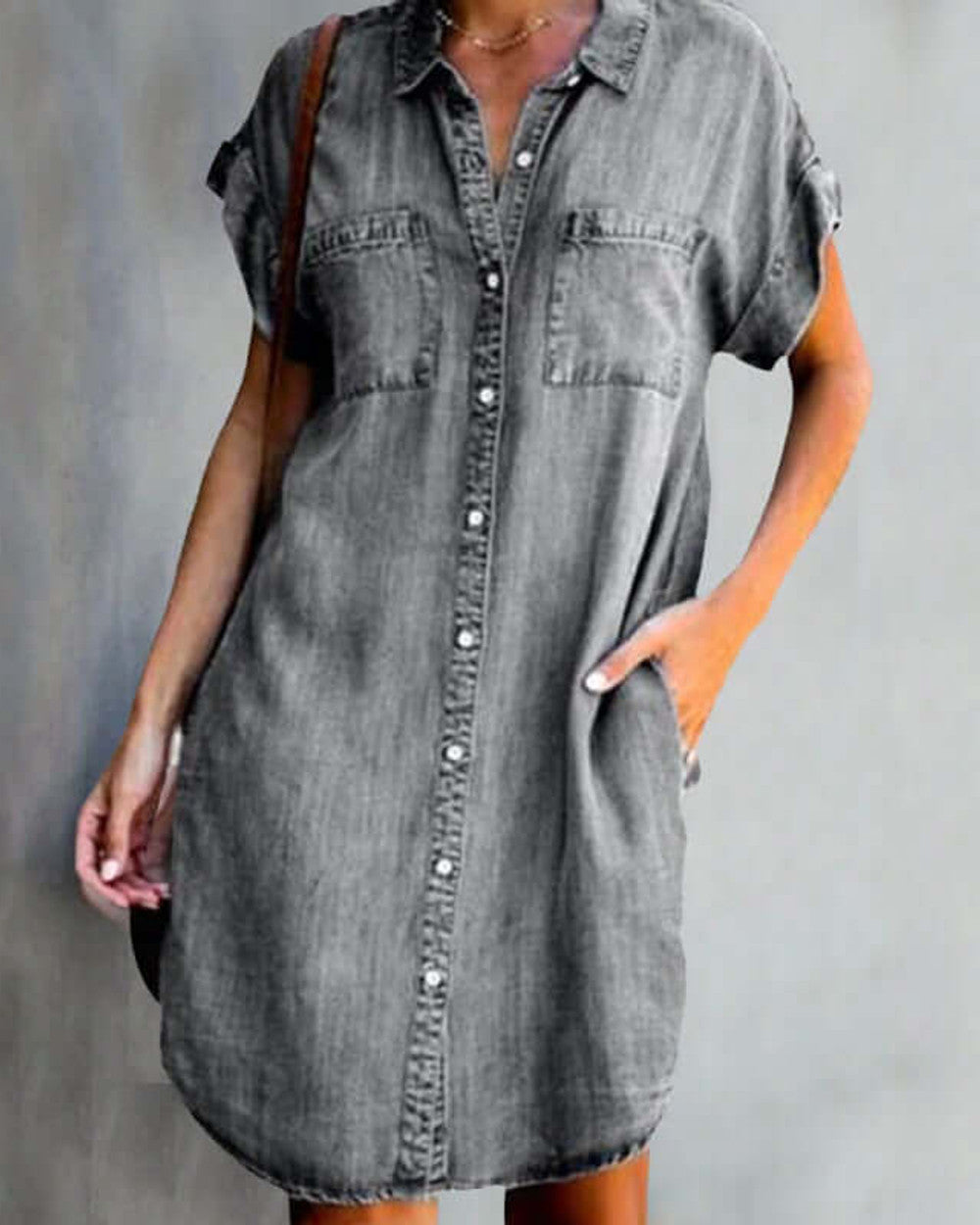 Malou Jeanskleid Damen Denim Kurzarm