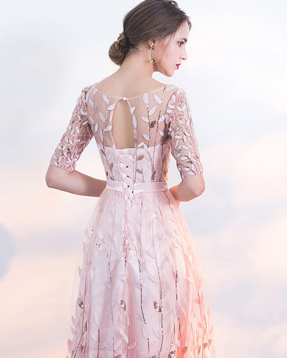 Nina Langes Abendkleid Rundhals Damen