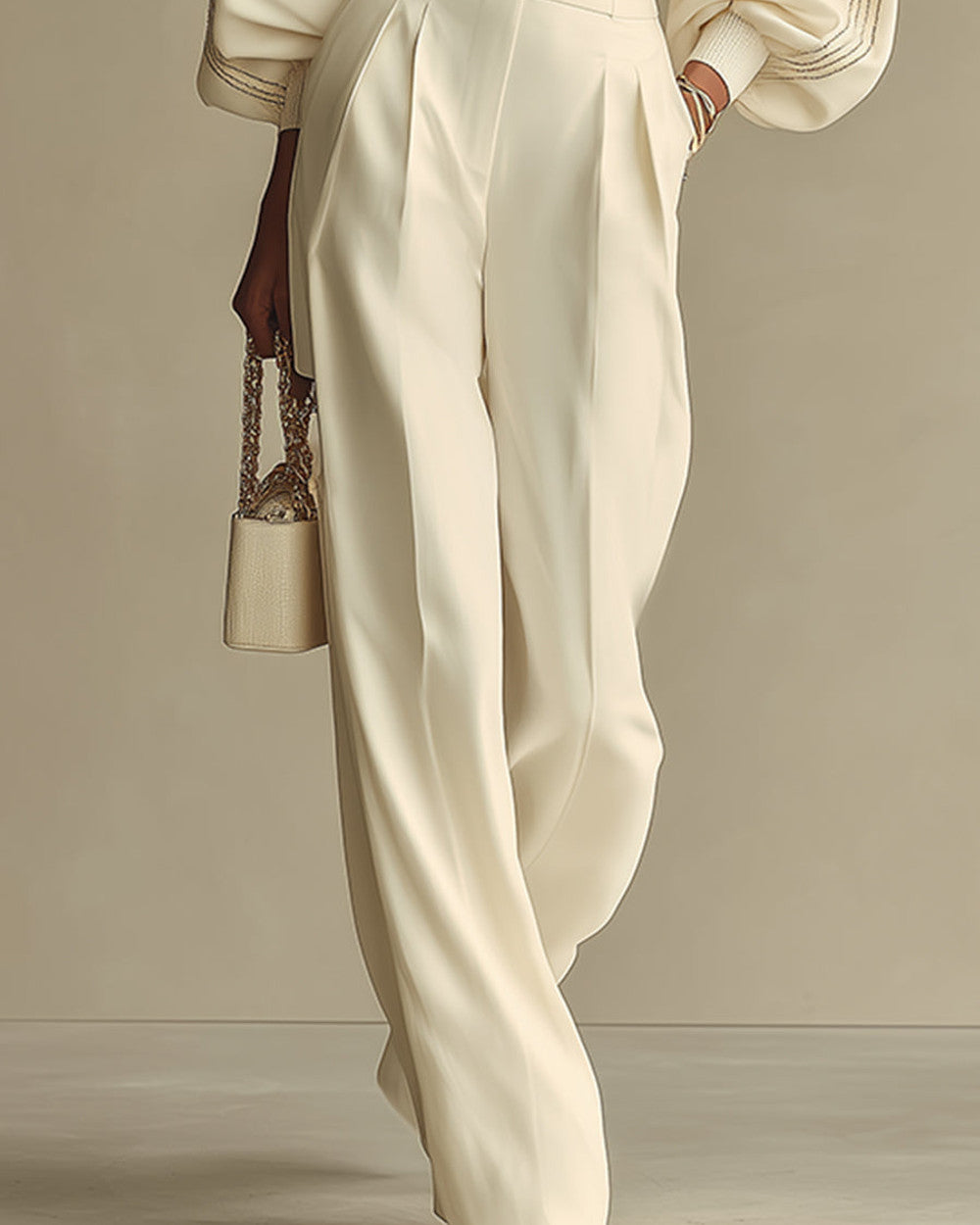 Lena Geripptes Oberteil Weite Hose Set