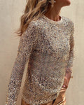 Lena Pailletten Langarm Bluse Damen