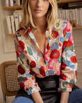 Sara Bunte Bluse Blumenmuster Langarm