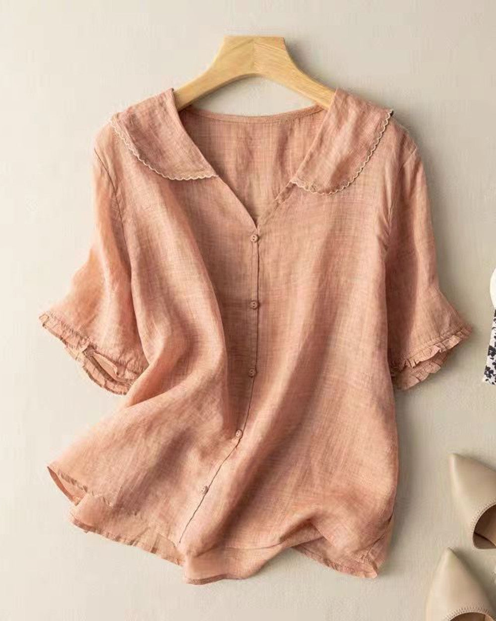 Kristi Bluse Damen Knopfdetail Vintage