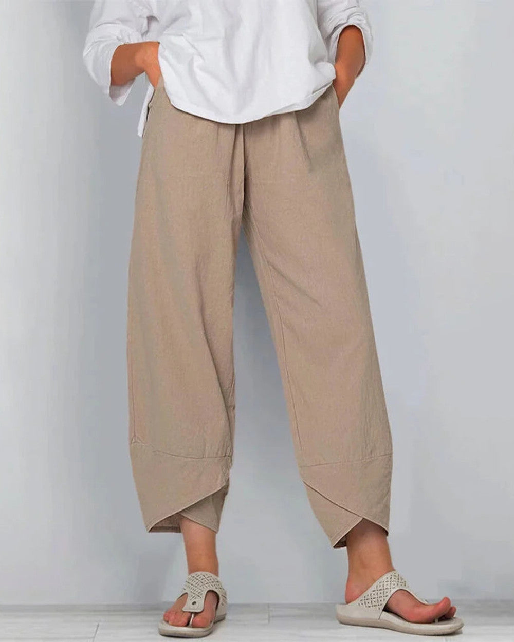 Netha Weite Leinenhose Damen Luftig
