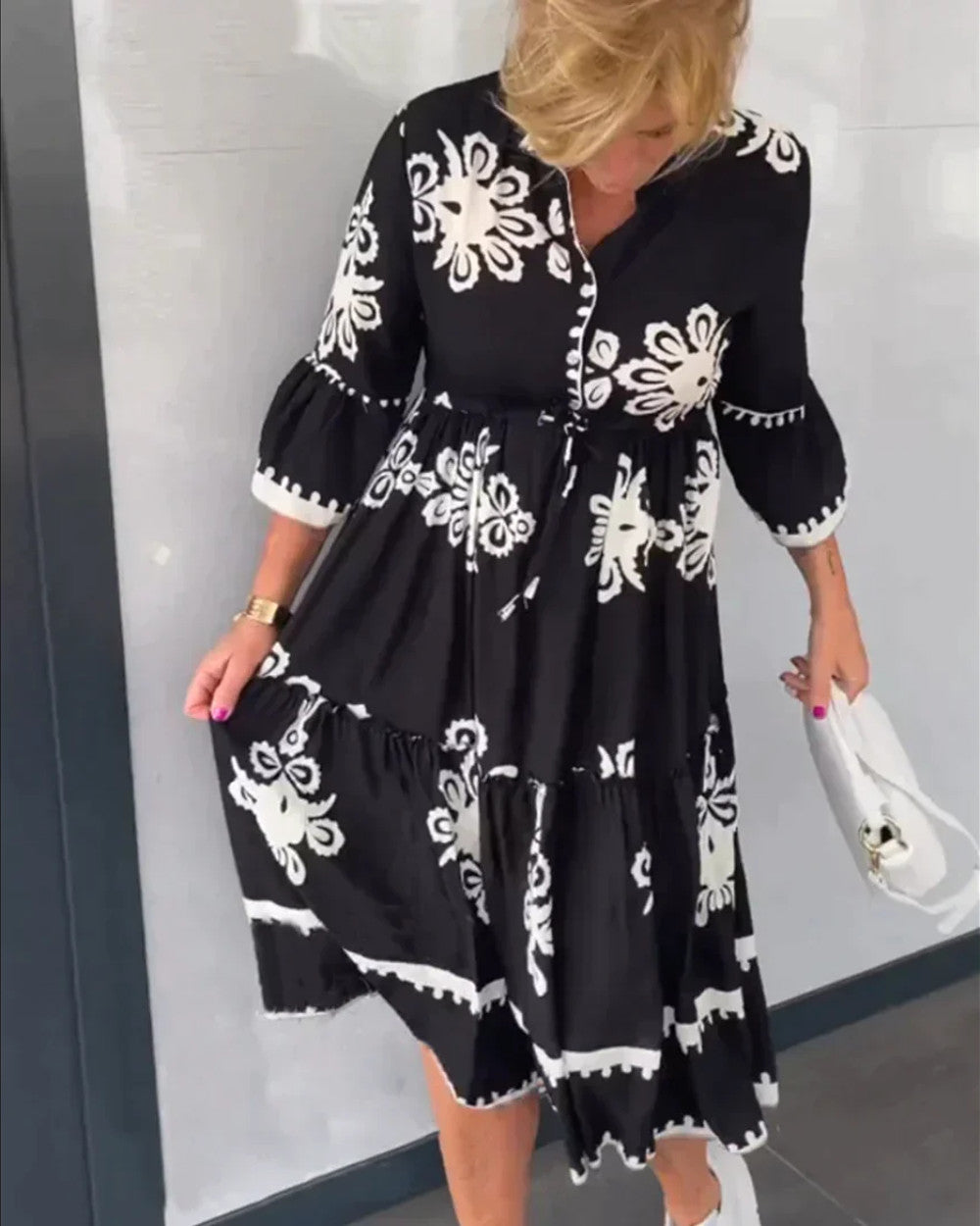 Lena Herbstkleid mit Blumendruck