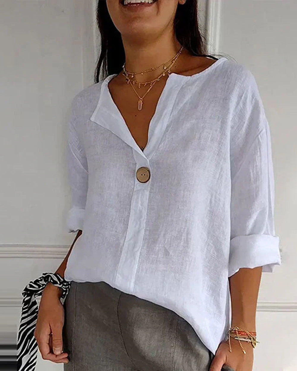 Denzel Vielseitige Knopf Bluse Damen