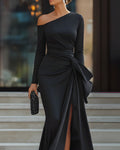 Alina Schulterfreies Satin Abendkleid