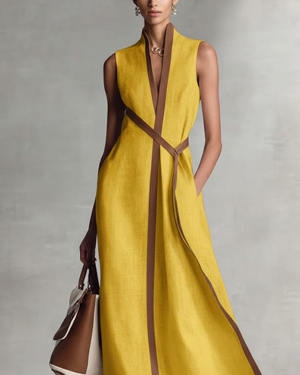 Lena Ärmelloses Leinen Sommerkleid