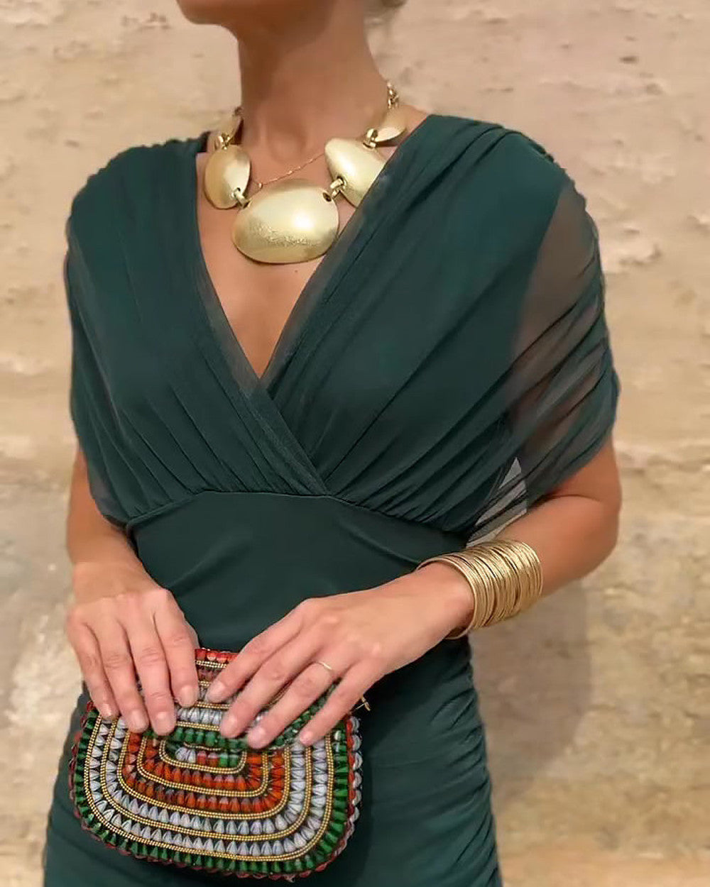 Bella Festliches Maxikleid V-Ausschnitt