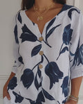 Lara Blumen V-Ausschnitt Bluse Damen