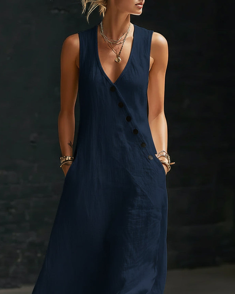 Nina Durchgeknöpftes Maxikleid Damen