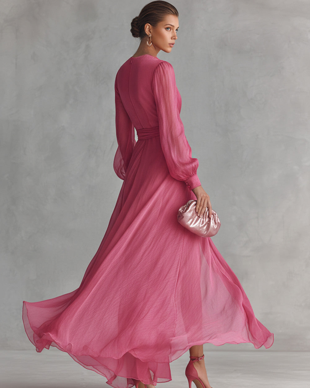 Lena Langes Abendkleid Perlen Chiffon