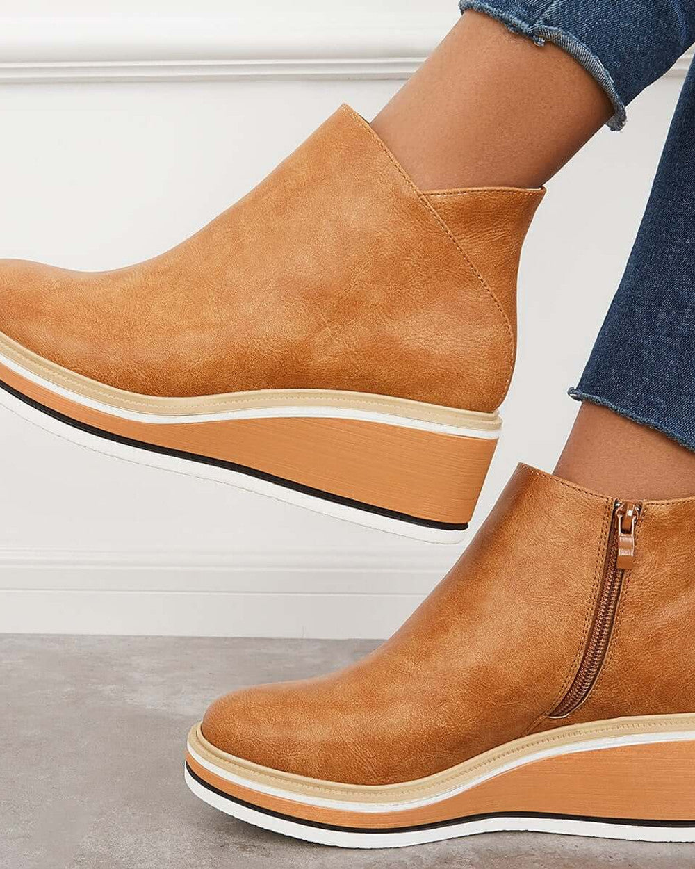 Lena Keilabsatz Stiefeletten Reißverschluss