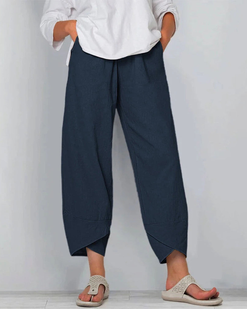Netha Weite Leinenhose Damen Luftig