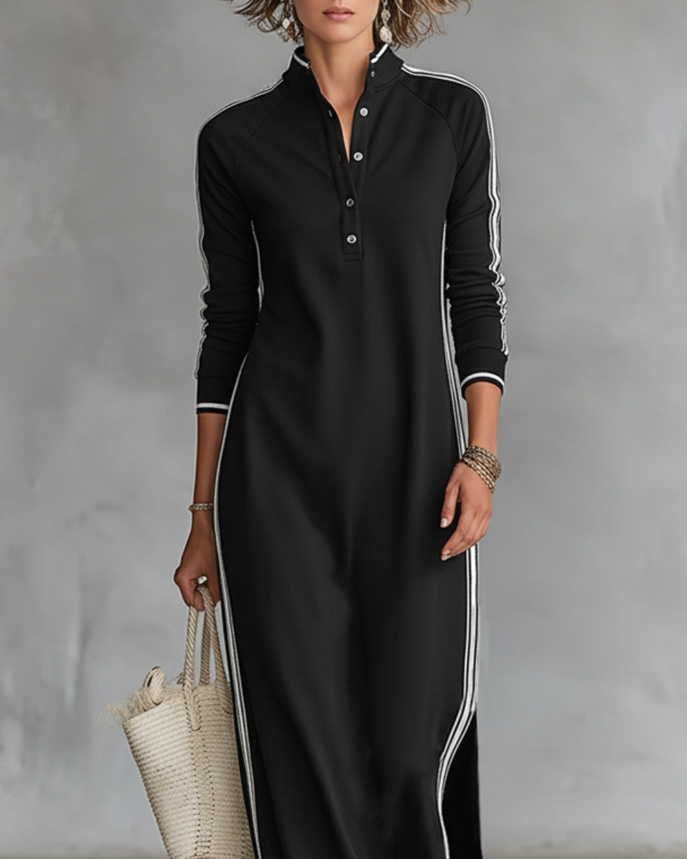 Lena Knopfleiste Kleid Besatz