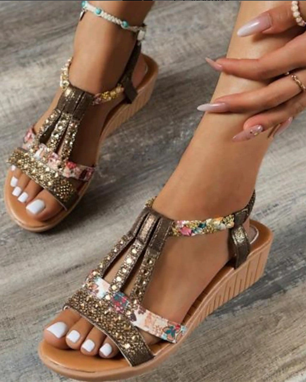 Sara Keilsandalen Strass Glitzer Damen