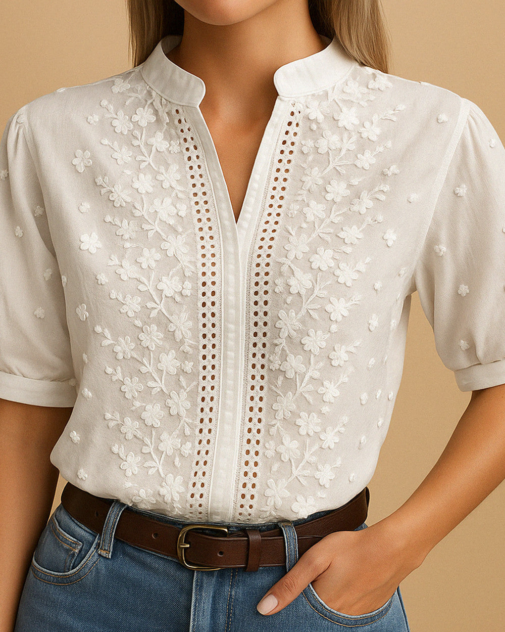Elvira Weiße Bluse Damen Oberteil