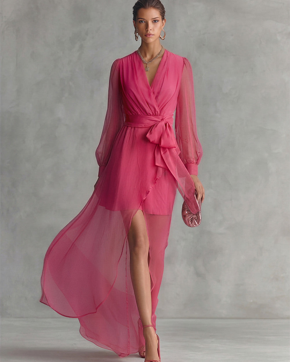 Lena Langes Abendkleid Perlen Chiffon