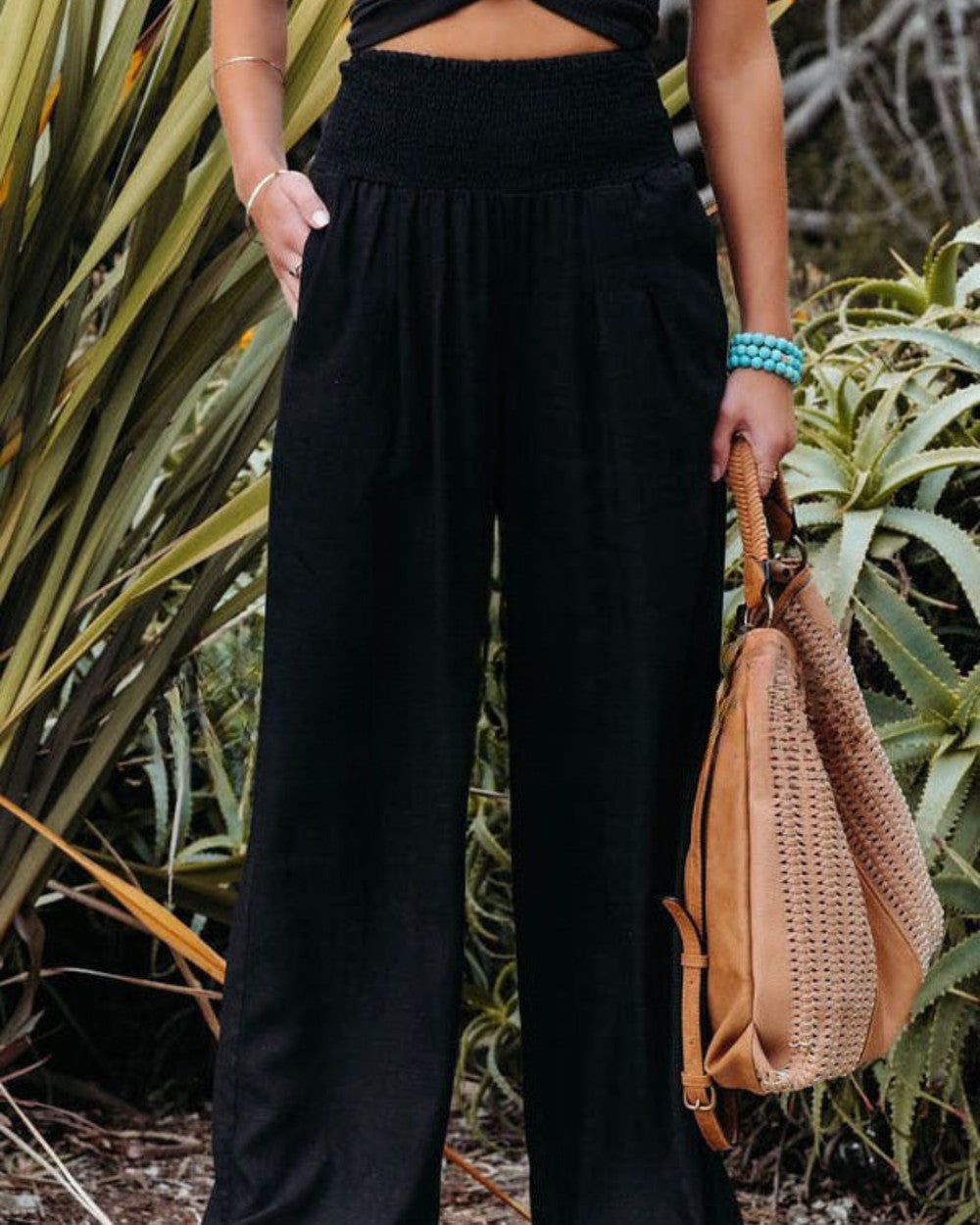 Lena Leinen Stoffhose mit Taschen