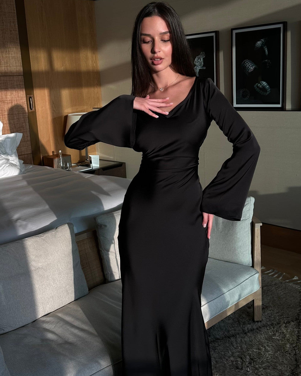 Alina Langärmliges Maxikleid Elegant
