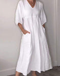 Wylla Bequemes Schickes V-Ausschnitt Kleid
