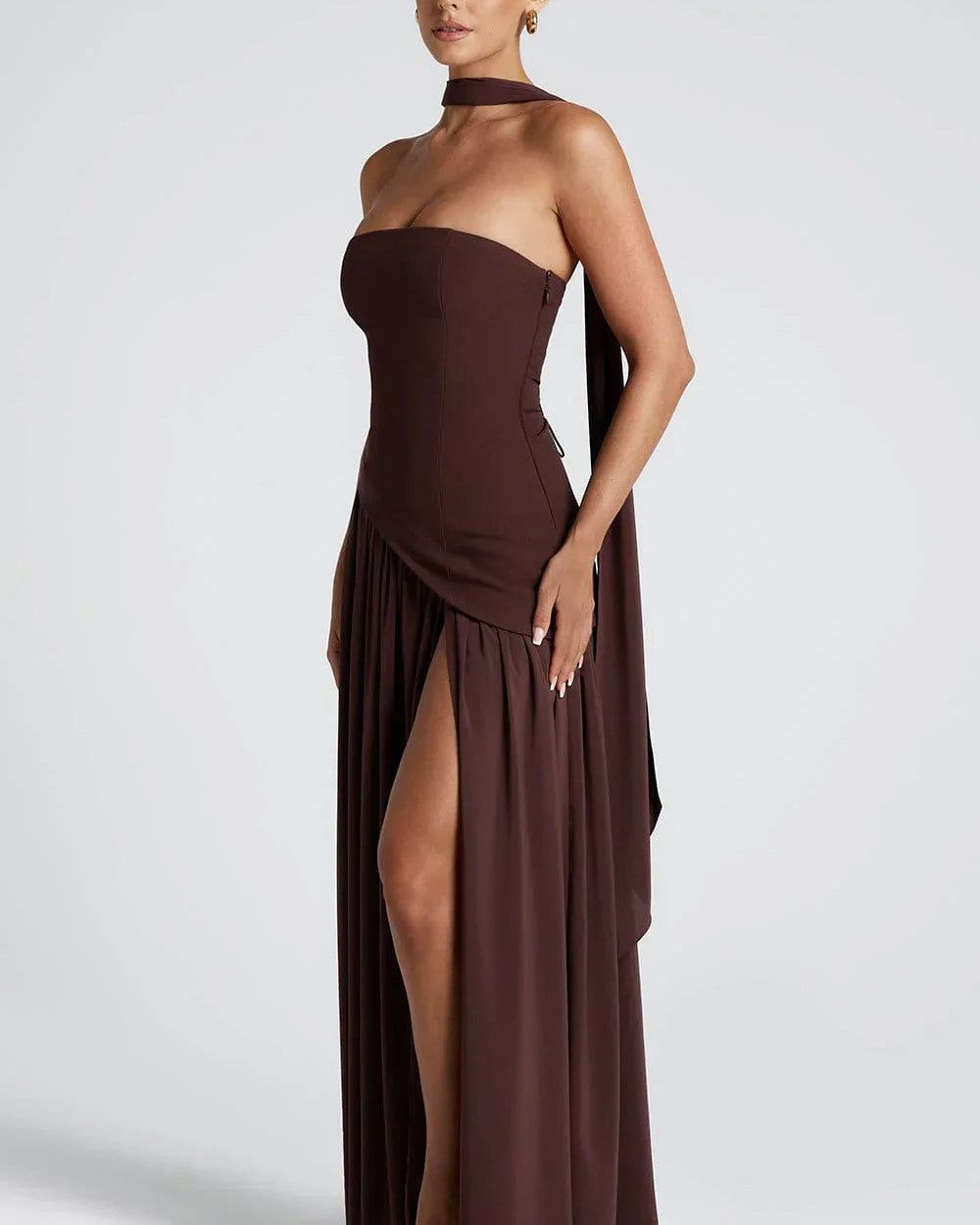 Alina Langes Korsett Abendkleid Schlitz