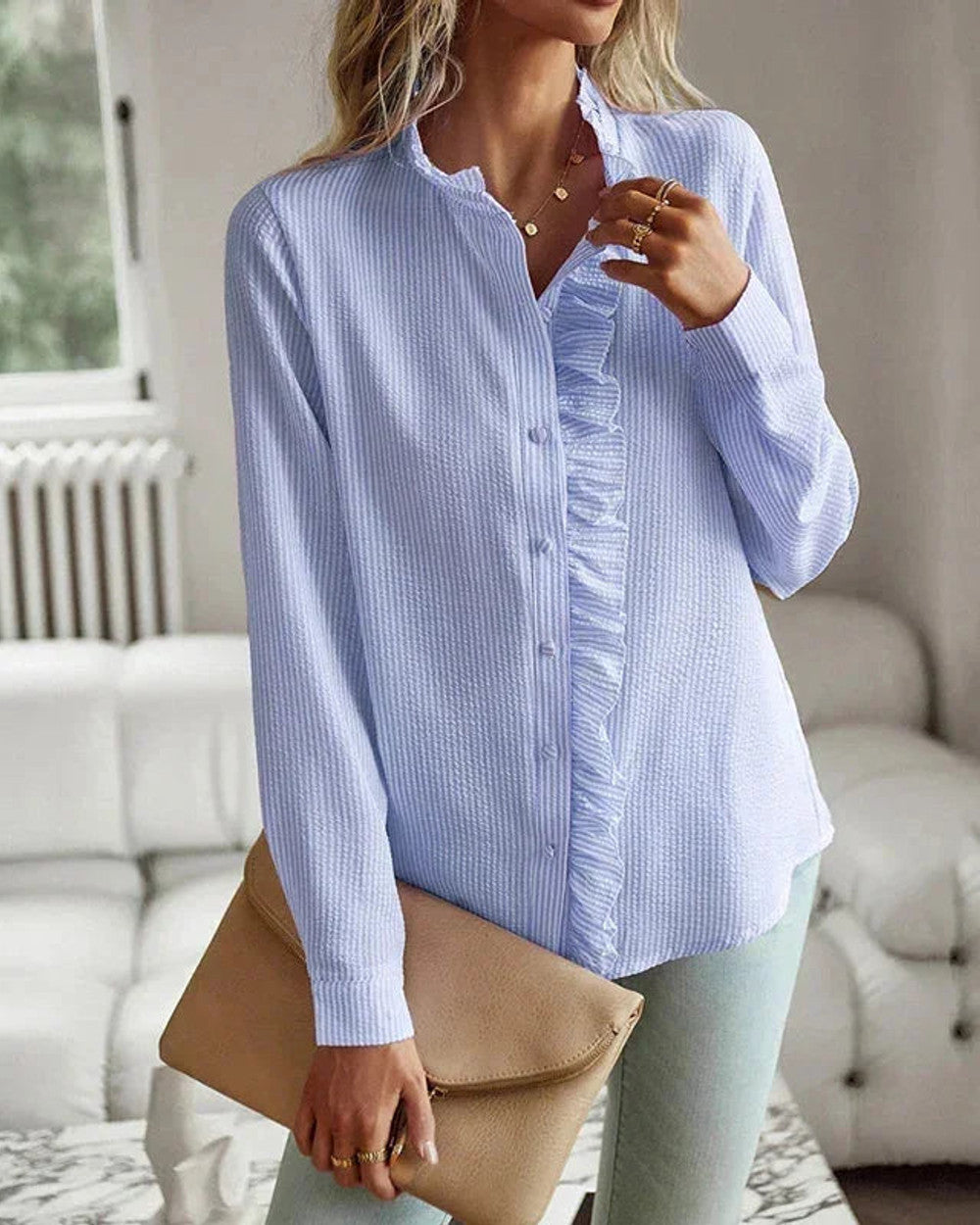 Lena Rüschenbluse Langarm Damen