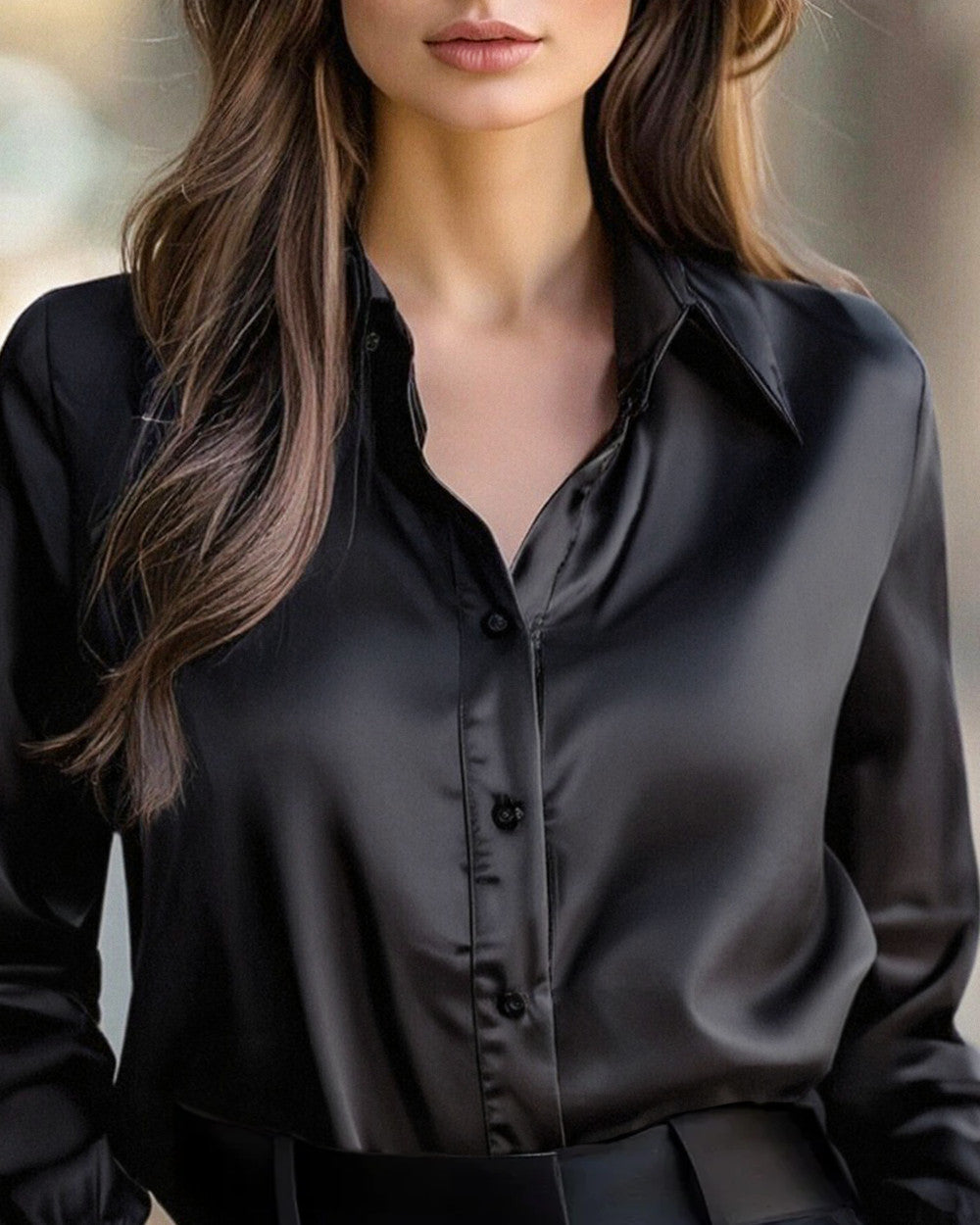 Lena Satin Bluse Langarm