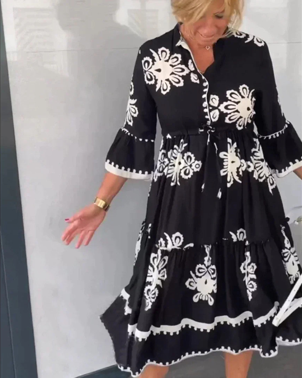Lena Herbstkleid mit Blumendruck