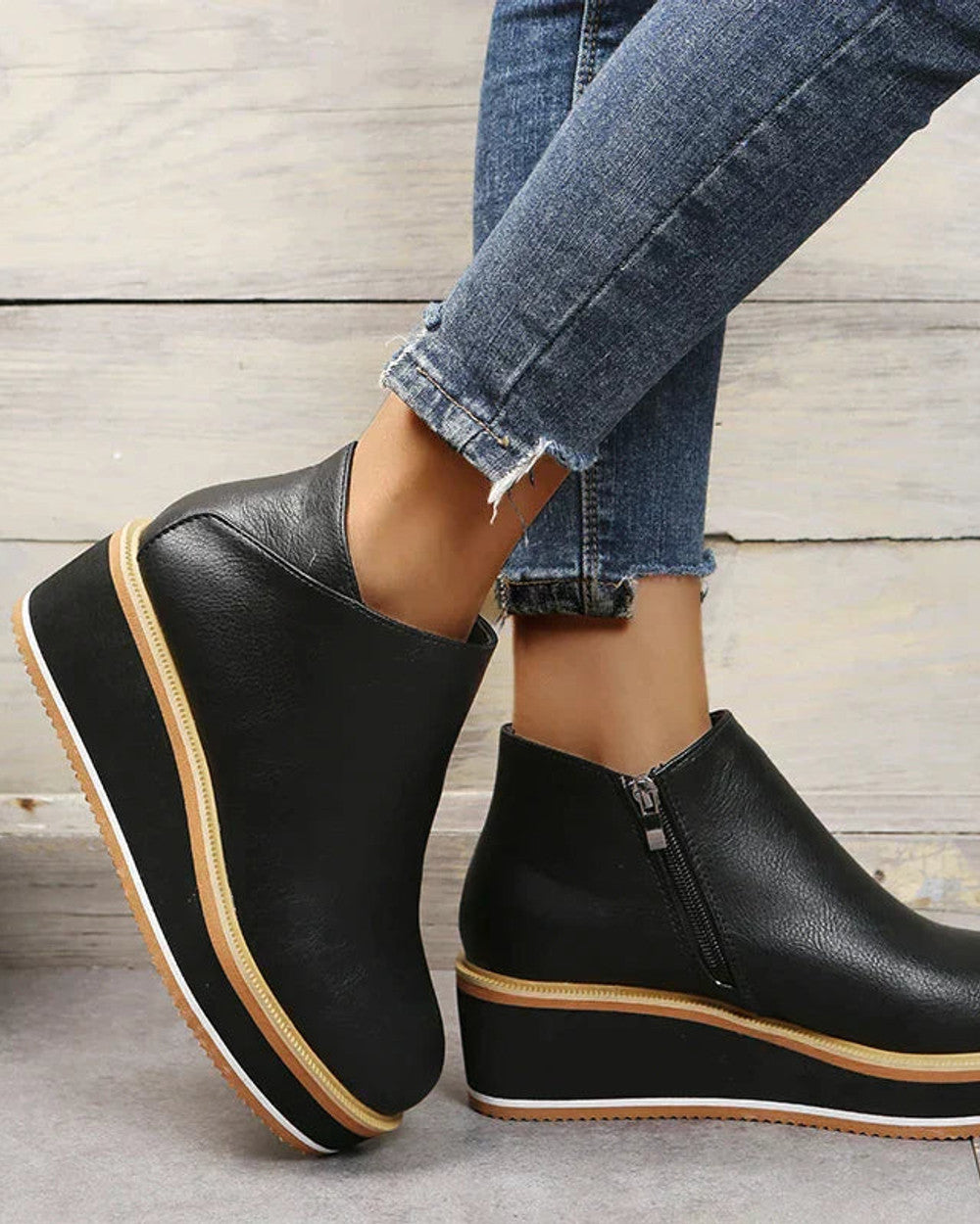 Lena Keilabsatz Stiefeletten Reißverschluss
