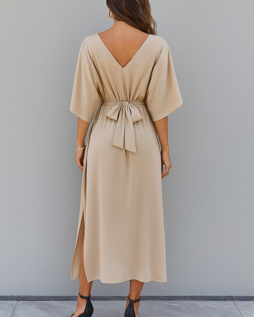 Emma Sommer Maxikleid Damen V-Ausschnitt