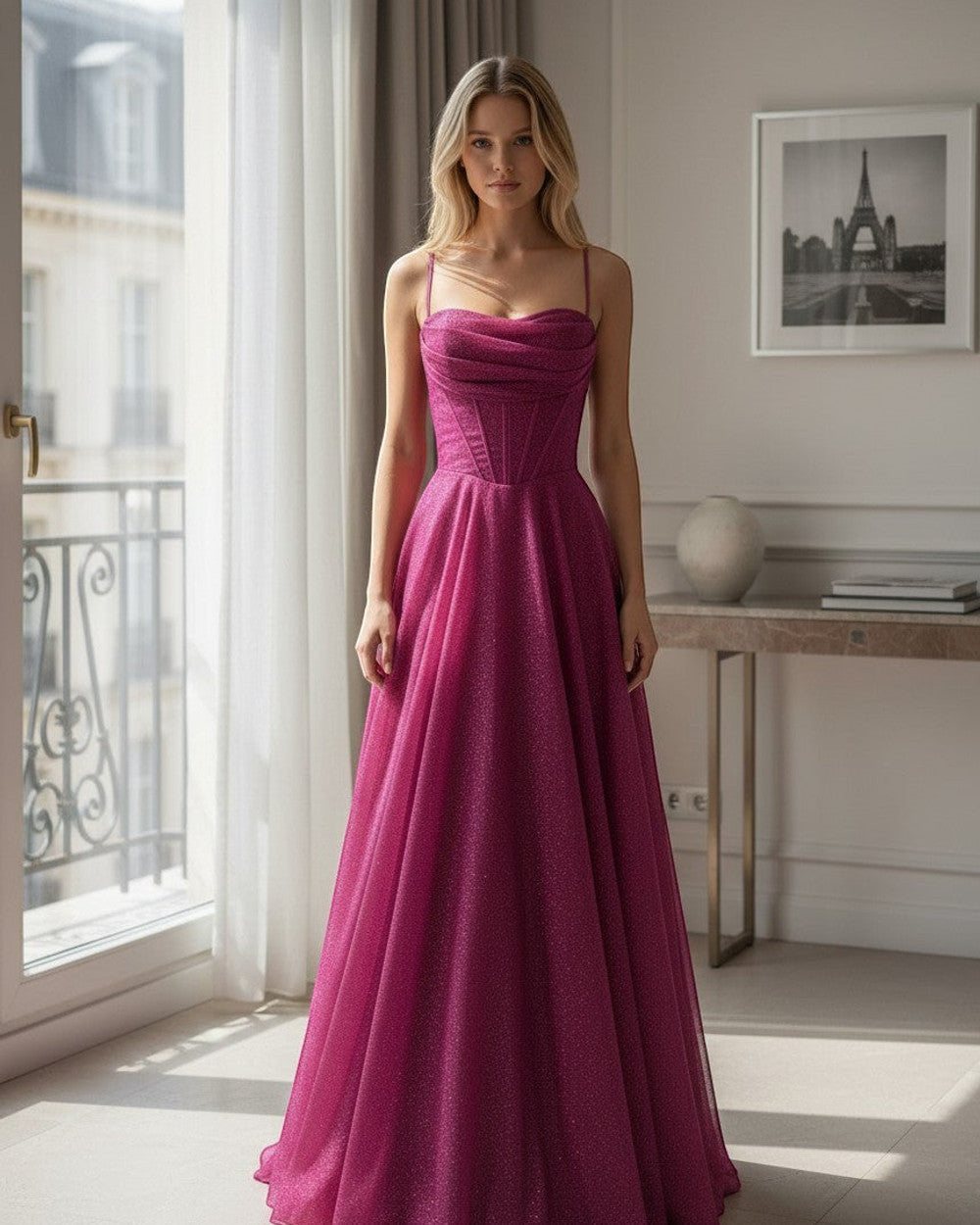 Alina Langes Abendkleid Bronzefarben
