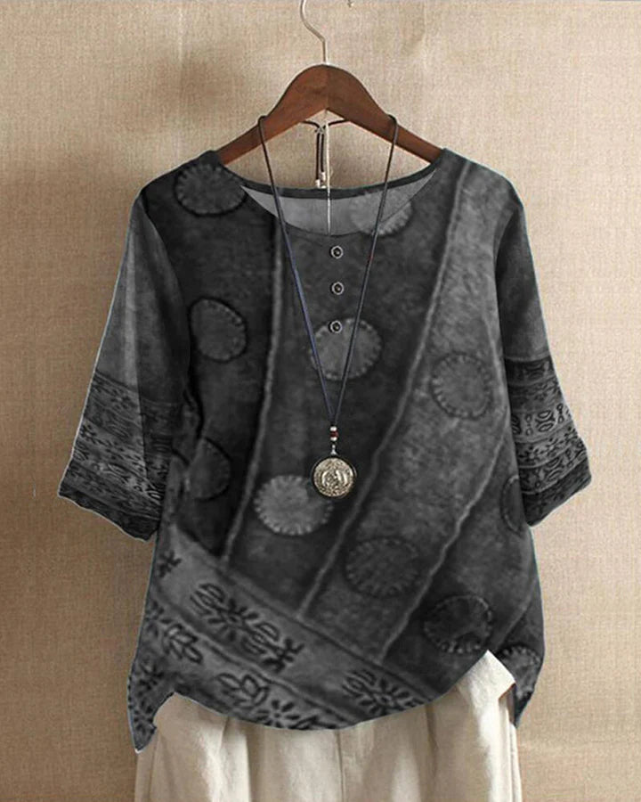 Damen Lockere Gemusterte Sommer Bluse