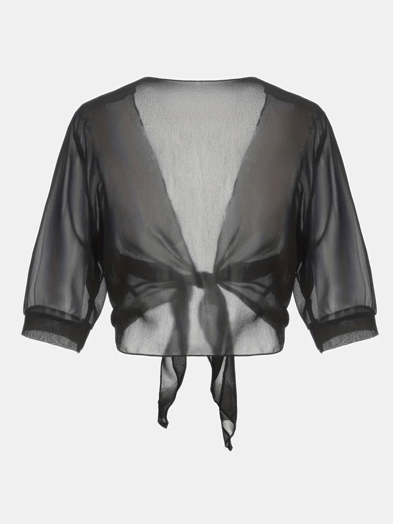 Luna | Damen Kimono Bluse zum Binden, offene Strickjacke Sommer