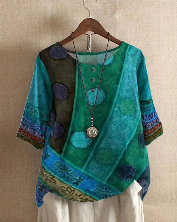 Damen Lockere Gemusterte Sommer Bluse