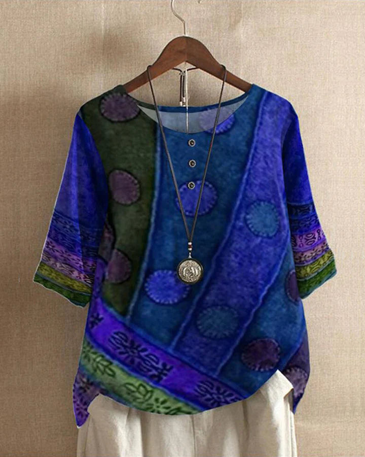 Damen Lockere Gemusterte Sommer Bluse