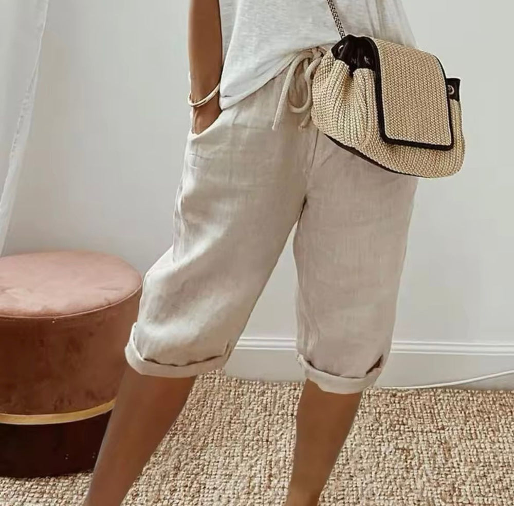 Klaudia | Damen Leinen Shorts Locker – Leinenshorts Wide Leg für Strand & Sommer 2026