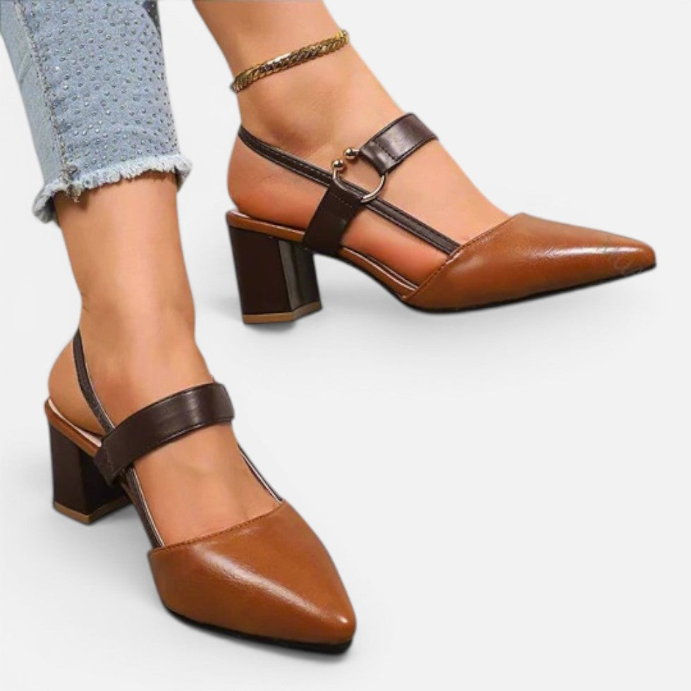 Damen Pumps mit Blockabsatz und Riemchen