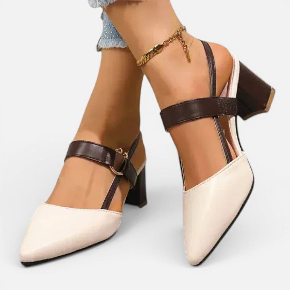 Damen Pumps mit Blockabsatz und Riemchen