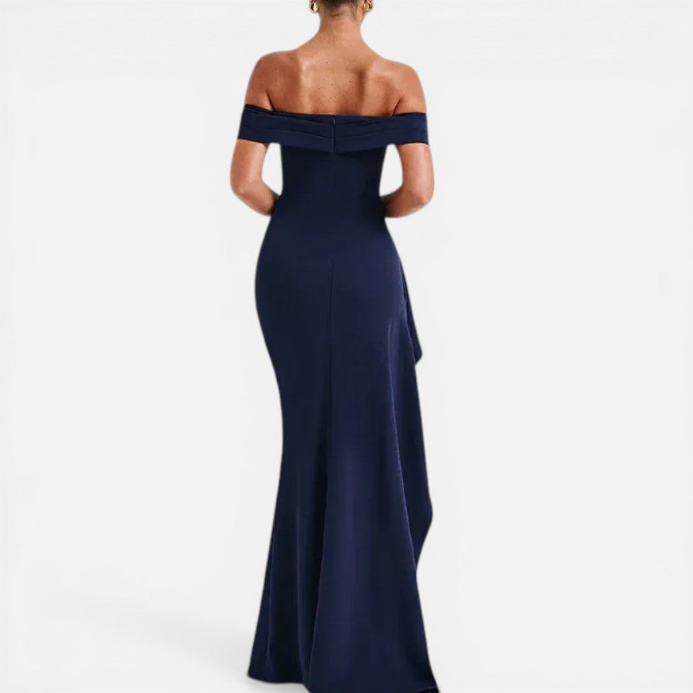 Katrin | Damen Schulterfreies Maxikleid Schlitz – Tailliertes Sommerkleid Abend 2026