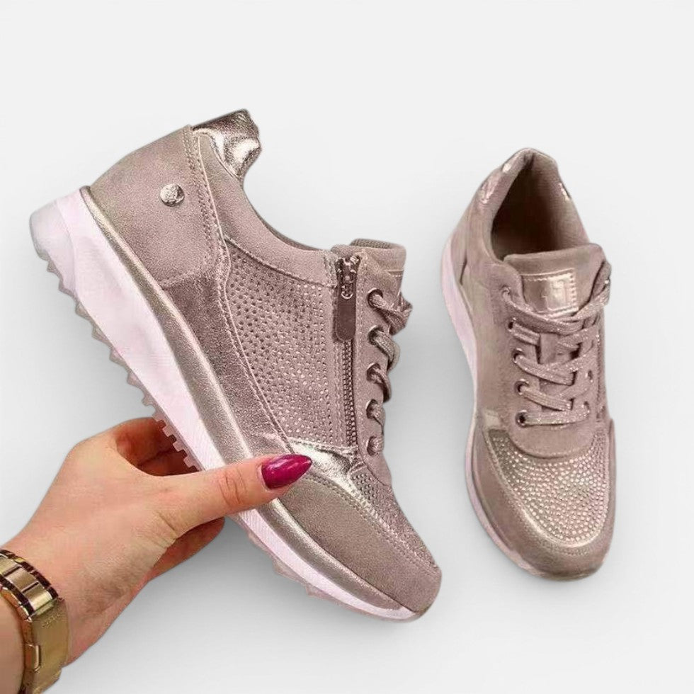 Damen Sneaker mit Reißverschluss und Schnürung