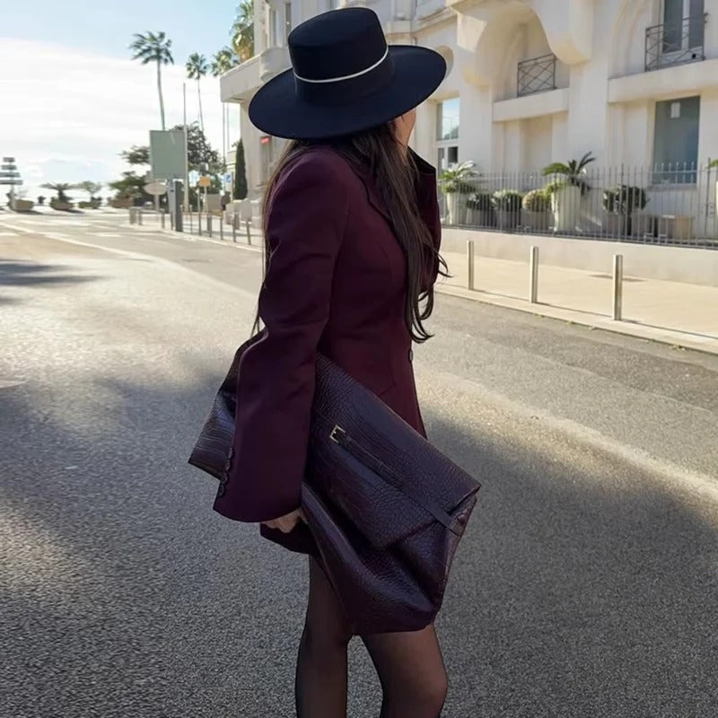 Damenblazer-Kleid, langärmelig, tailliert